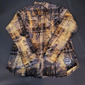 Angry Minnow Clothing Black Bleached Flannel Wild Women Men Size Small